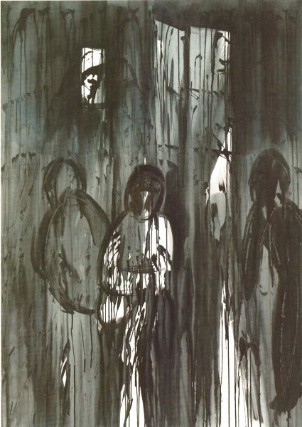 Prisoners, 2004, Acrylic Ink on paper, 100x71cm